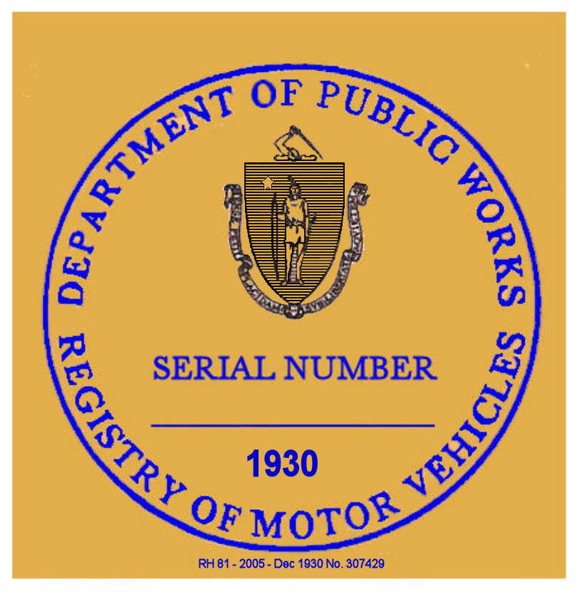 1930 Massachusetts Registration Sticker